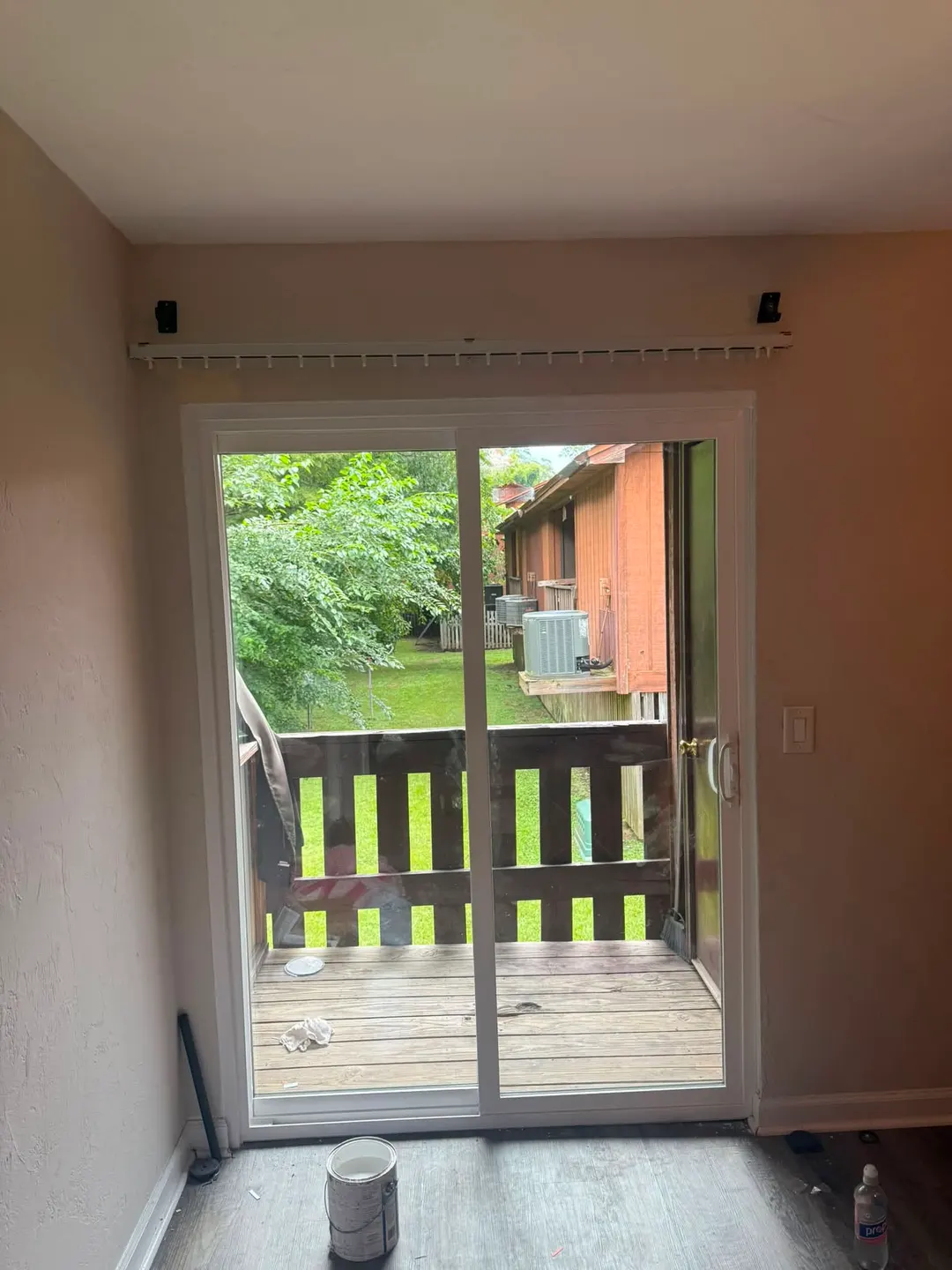 Sliding patio door viewed from inside a room